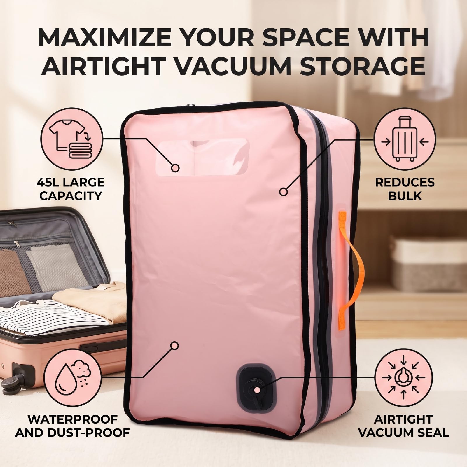 Bolsa de Almacenamiento Al Vacío, Cubo Plegable Impermeable 45 L