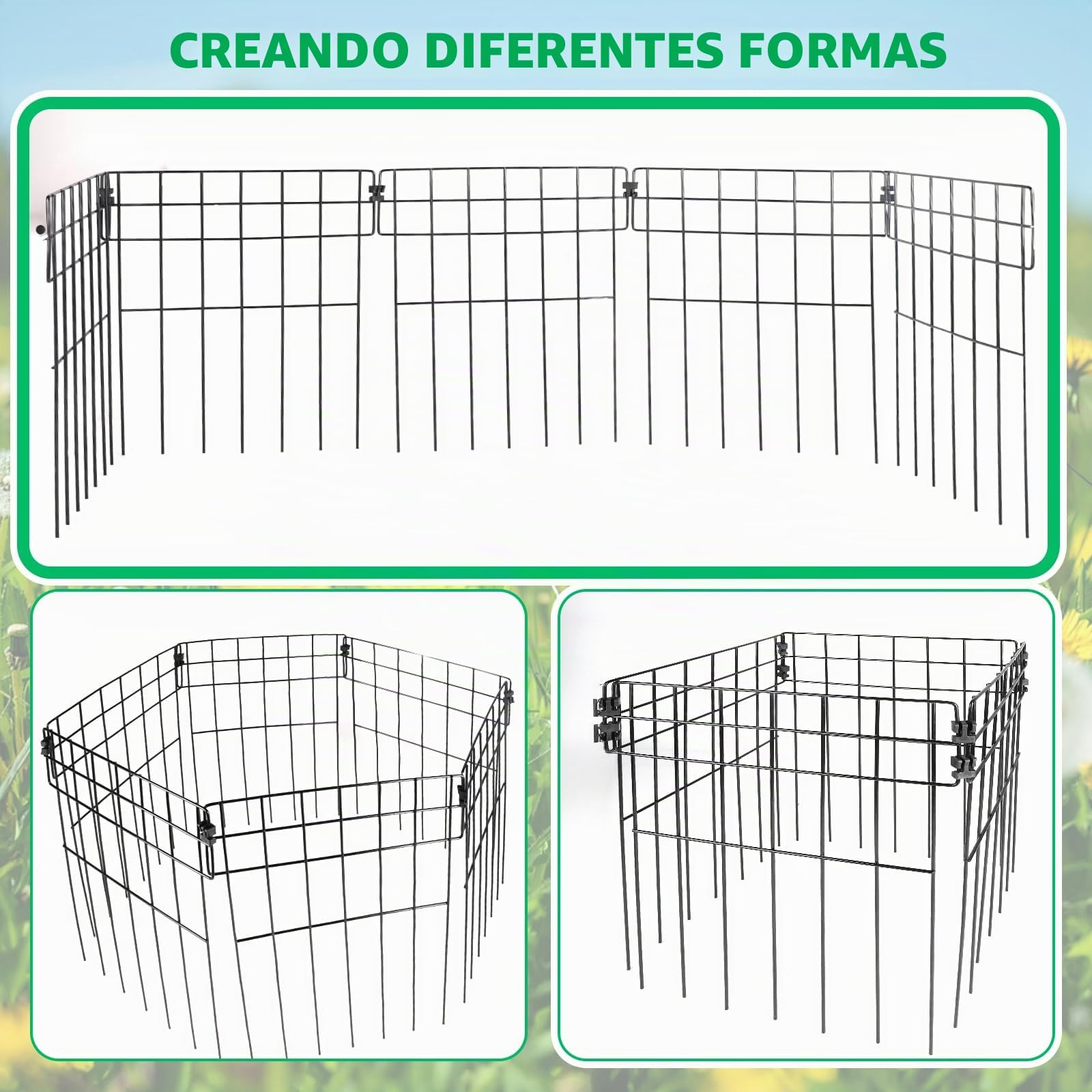 SWAWIS 12 Piezas Valla Jardin Exterior 42 x 31 cm Vallas de Jardin Vallas Metalicas Cercado para Perros Decorativa para Exteriores Patio Parterre Jardín Estanque