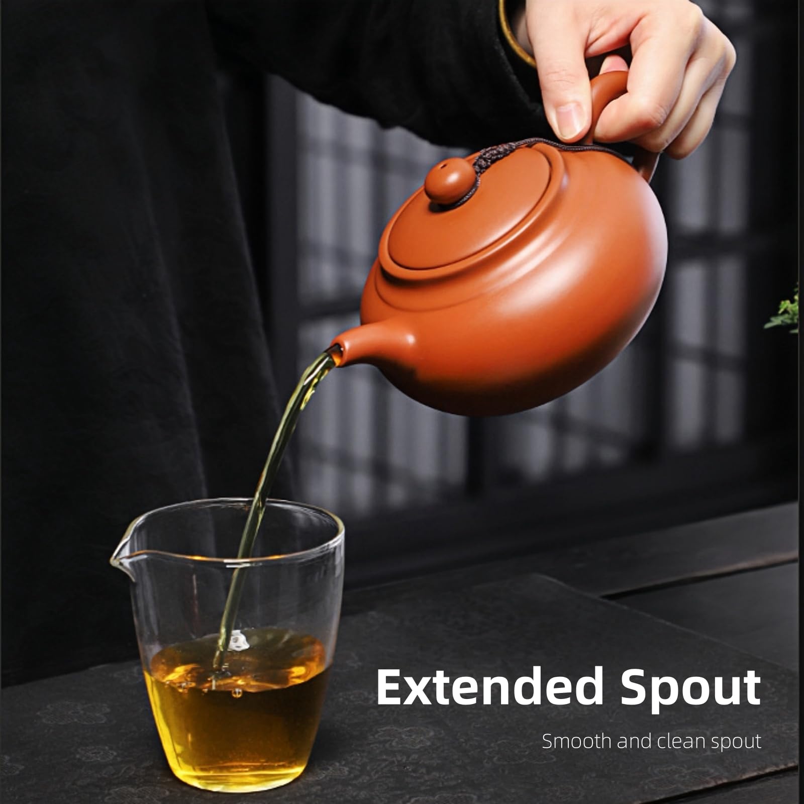 Yixing Zisha Teekanne 400ML, Chinesische Handgefertigte Teekannen Ton mit Geschenkbox, Groß Kung Fu Lila Tonkessel für Losen Tee, Rotbraun