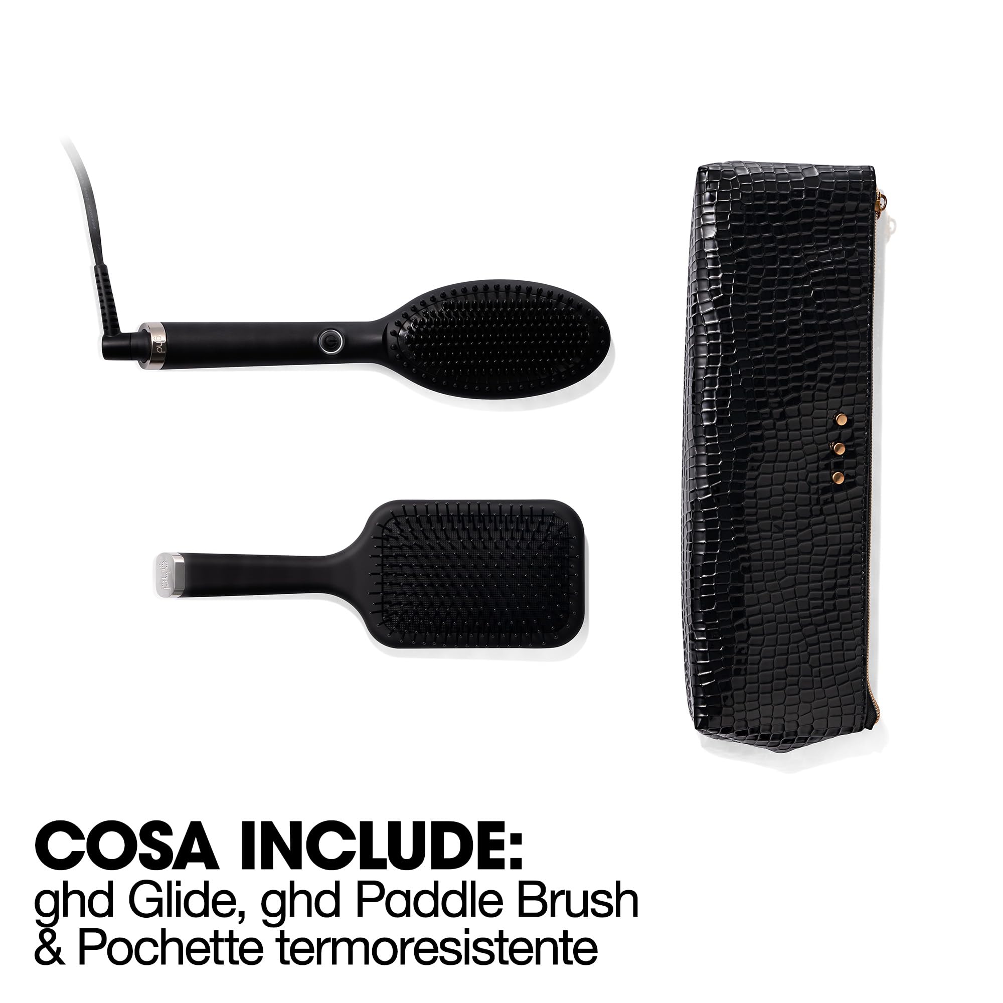 ghd Set Regalo Glide, Include Spazzola Lisciante Professionale, Spazzola Districante Paddle Brush e Custodia Termoresistente, Finish Anticrespo, Indicata per Modellare Ciocche Voluminose