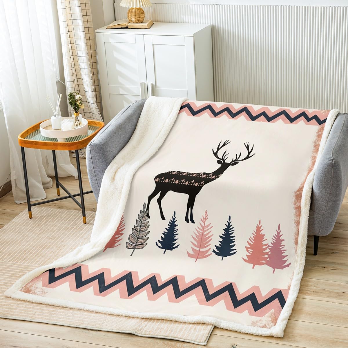 Bear Bed Blanket,Hunting Animal Throw Blanket for Kids Boys Girls Home Room Decor,Tree Woodland Mountain River Fleece Blanket,Nature Scenery Vintage Rustic Fuzzy Blanket,for Chair/Sofa,90"×90"