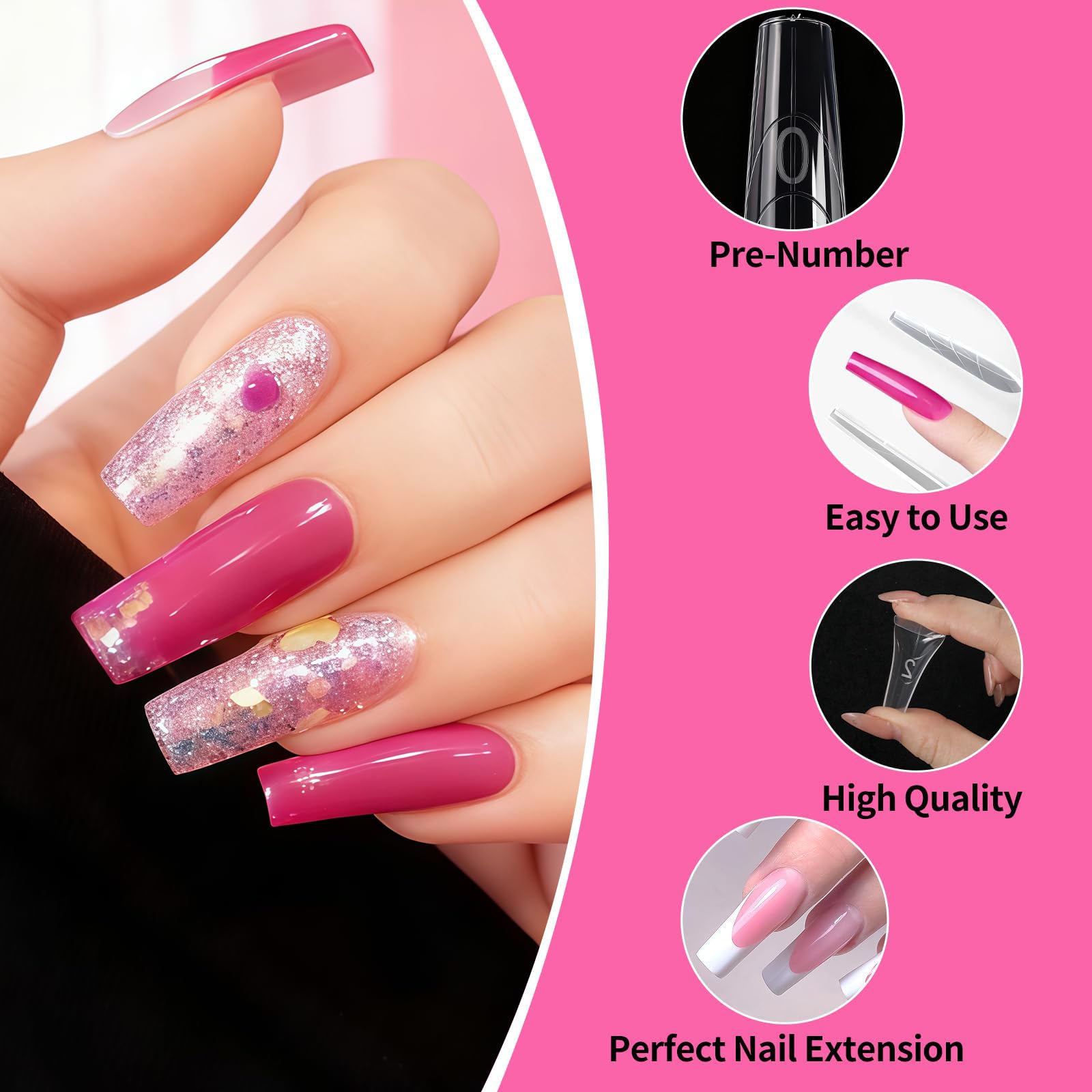 Original Sandwich Nagelformen Dual Set 240 Piezas Largo Sargnagel Plantilla Para Pronto Alargamiento De Uñas Sin Plantillas De Papel Necesarias 15 Tamaños Form