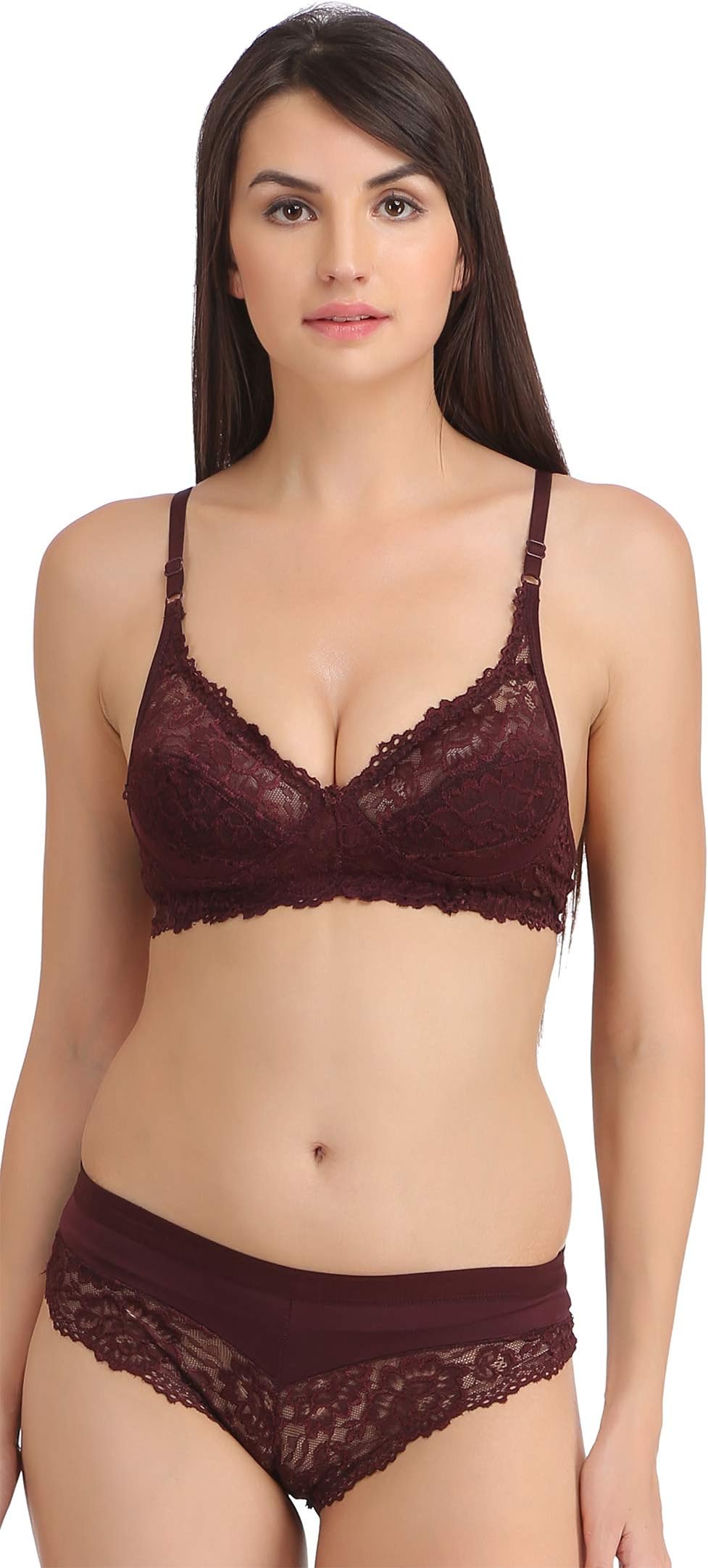 Women's Girls Bra & Panty Set for Women-Crafted Out of (4 Way) Lycra Smooth Silky Fabric Bra Panty Set Lingerie Lingerie Set Bra Panty Set for Women Pack of 1 Set