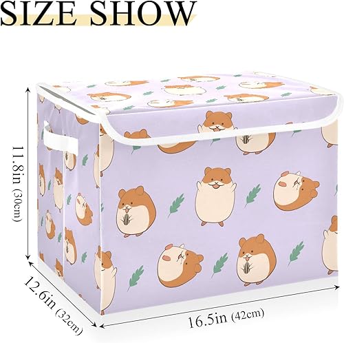 Miniatura 3 de Kigai Cesta de almacenamiento con bonitas cajas de almacenamiento para hámsters con tapas y asa cubo de almacenamiento grande plegable para estantes