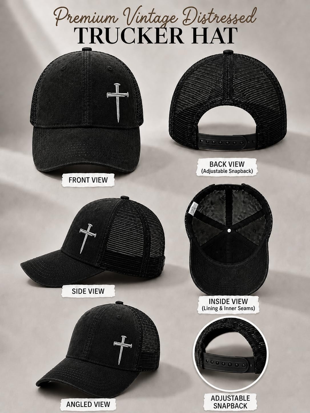 Christian Hat for Men Women - Premium Embroidered Faith Baseball Cap - Religious Jesus Gifts, Mesh Back Trucker Hats image 3