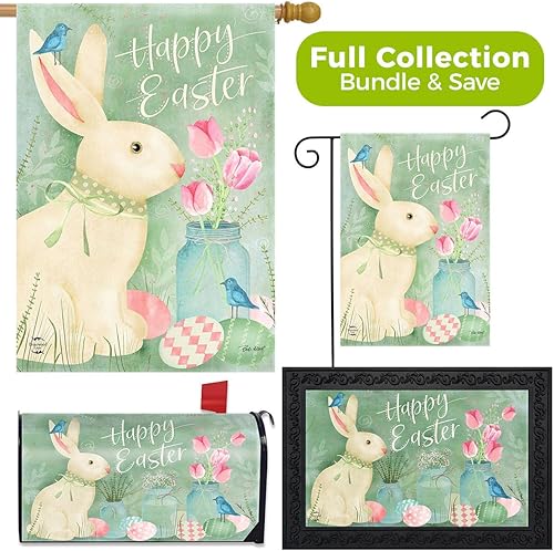 Miniatura 2 de Briarwood Lane Colección de diseño primitivo de conejito y tulipanes de Pascua floral