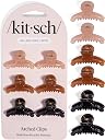 Kitsch Arched Small Hair Clips - Glossy Soft Pink Mocha Black, 6pc Set