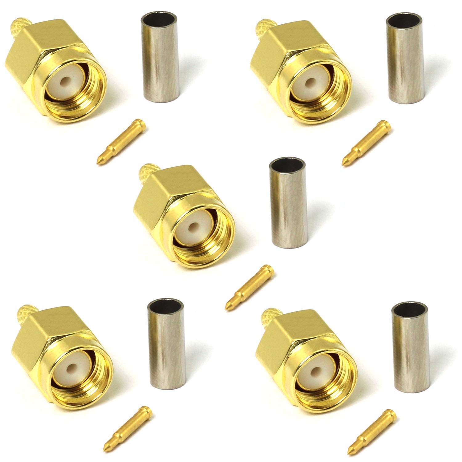 20 X Connettore SMA Maschio Dritto A Crimpare Per Cavo RG316 RG174 LMR100