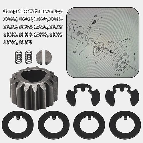 Miniatura 5 de 105-3040 65-2720 39-9650 Kit de engranajes de piñón compatible con 22 pulgadas Personal Pace Self Propel 20013, 20014 20075, 20076, 20079 para Lawn