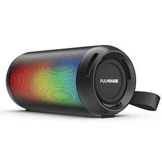 FULMINARE Portable Bluetooth Speaker with 26W HD Sound, Speakers Bluetooth Wireless 6.0, AUX&TF-Card&USB Input, LED Lights, IPX5 Waterproof, 16H Playtime for Home/Outdoor/Party, Birthday Gift (Black) - Amazon product rated Grade A