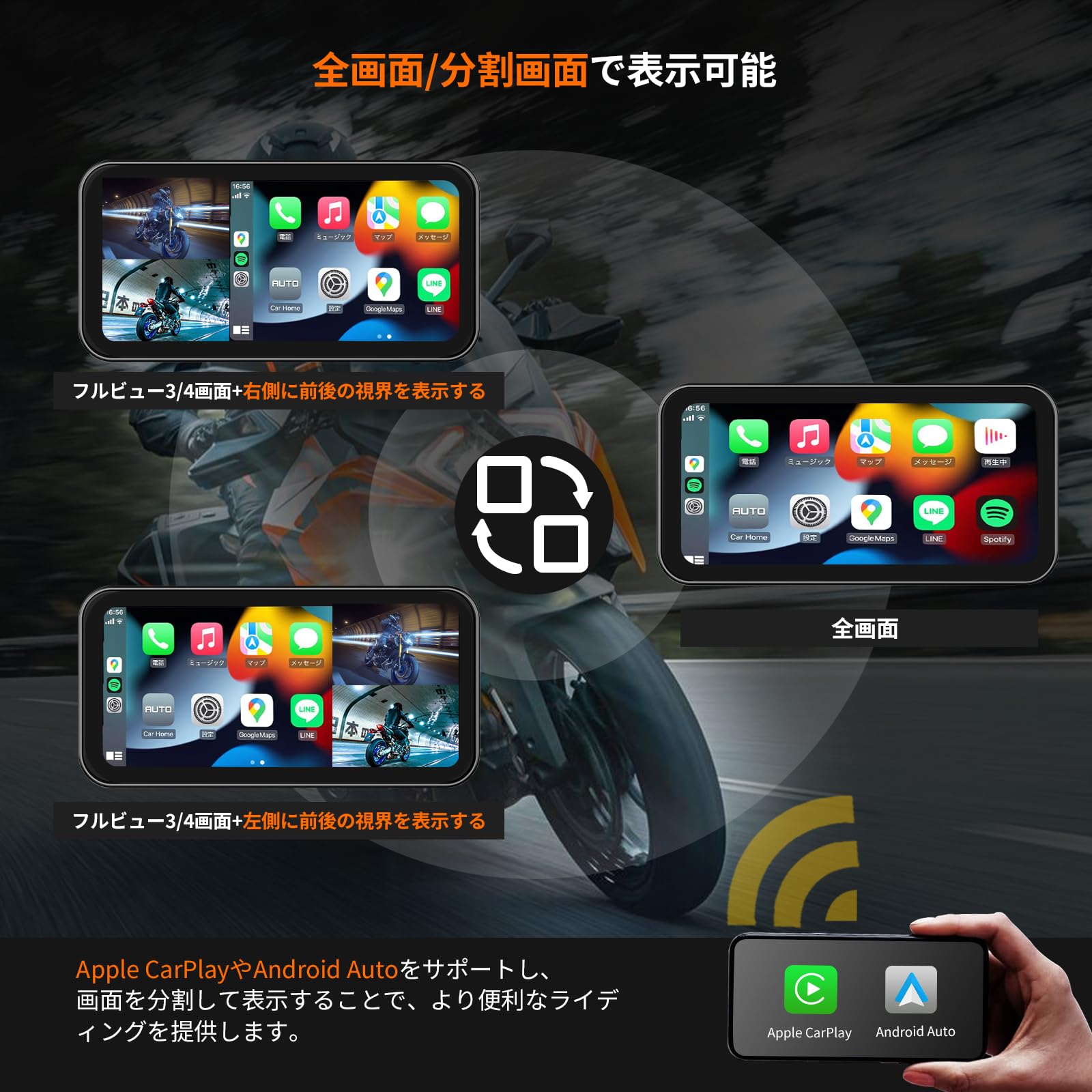 Amazon.co.jp: ATOVANKA 6.25 バイク用ドライブレコーダー Carplay