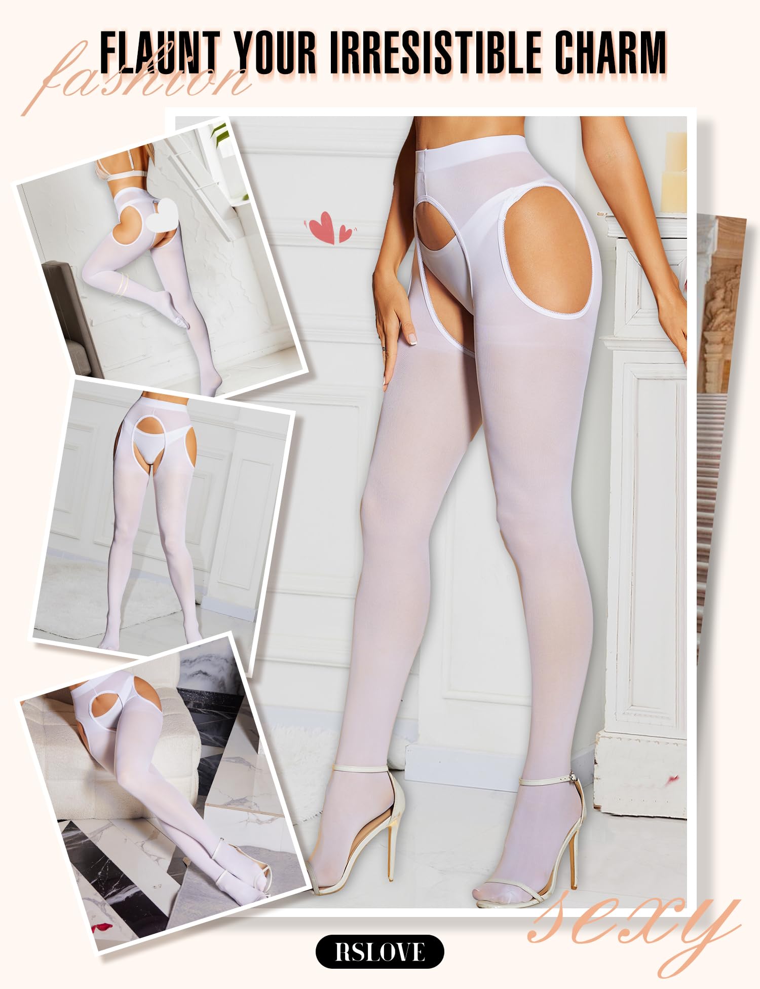 RSLOVE Seksowne rajstopy dla kobiet – nylon 80D wysoka talia rajstopy dla kobiet