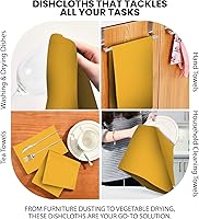 Vista 7 de Toallas de cocina de algodón clásico amarillo mostaza, para secar pintura en aerosol, sublimación, bordado, costura de 18 x 28 pulgadas, sin
