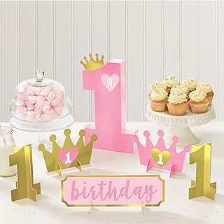 Table Centerpiece Decorating Kit - 1st Birthday Girl | Pink | 1 Pack