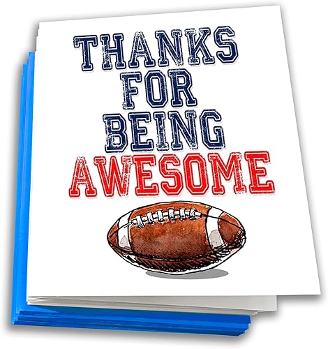 Play Strong Tarjetas de notas de fútbol gracias por ser impresionantes, paquete de 12 (4.25 x 5.5 pulgadas), tarjetas de notas deportivas ilustradas