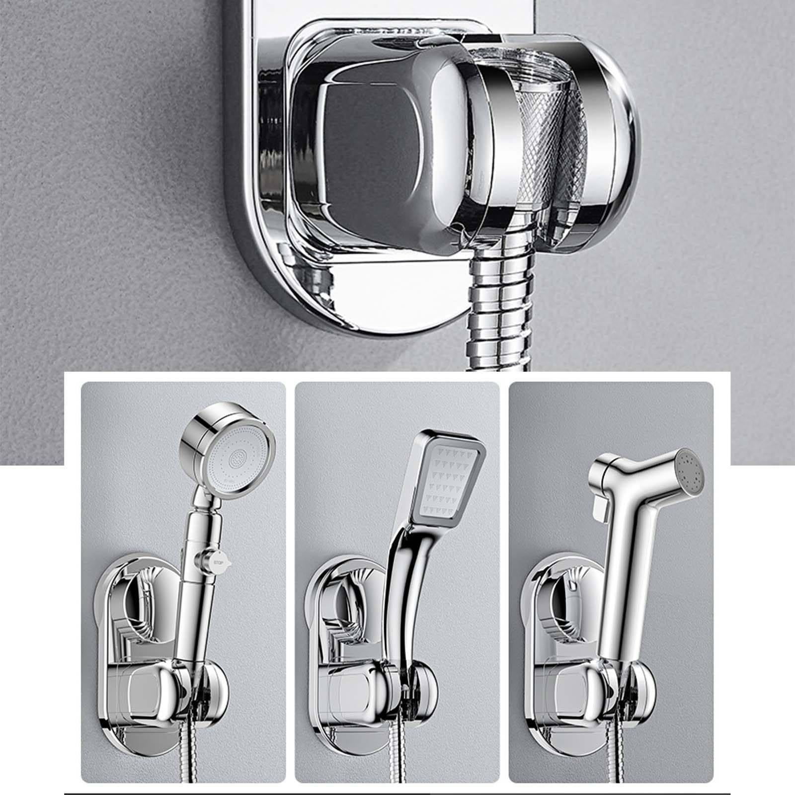 Soporte Ducha Pared Viscoso Soporte Alcachofa Ducha ABS Soporte Ducha Ángulo Ajustable Soporte de Ducha Plata Soporte para Ducha Resistente a la Humedad y Duradero
