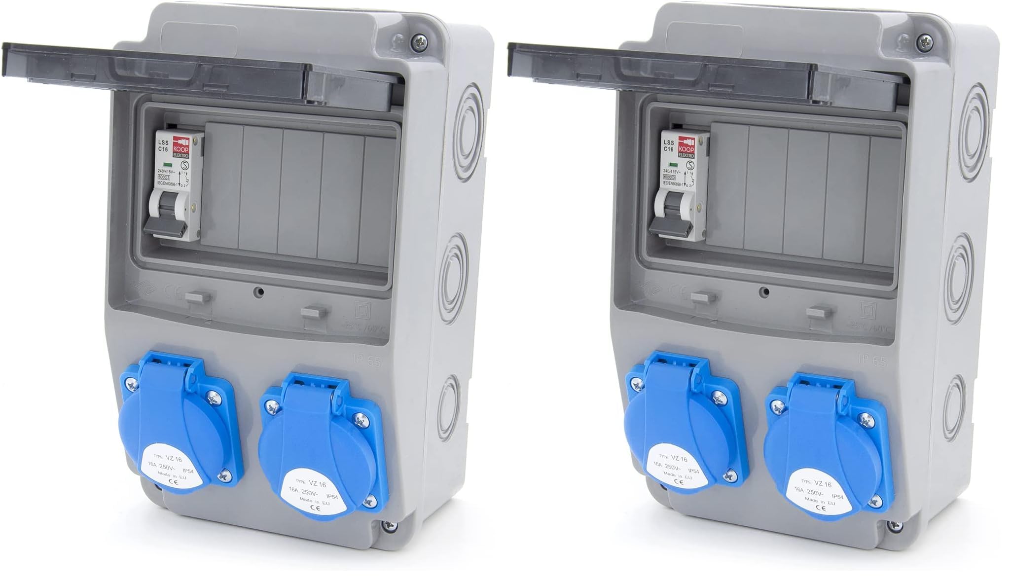 Répartiteur de courant de chantier 6NO équipé de 2 x 230 V avec protection LS et FI
