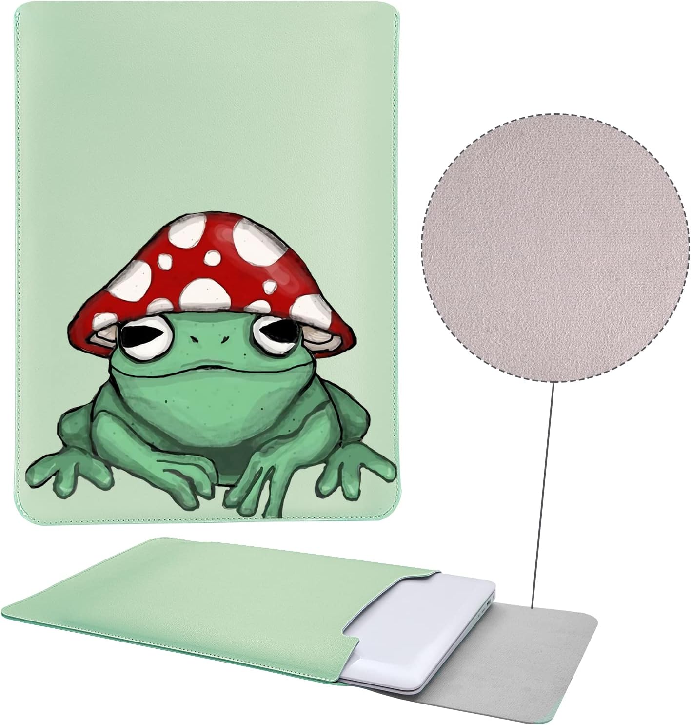 MAYCARI 15.6 Inch 16 Inch Cartoon Frog Laptop Sleeve Case Bag Compatible with MacBook Pro 16"(2019,2021) - Image 3