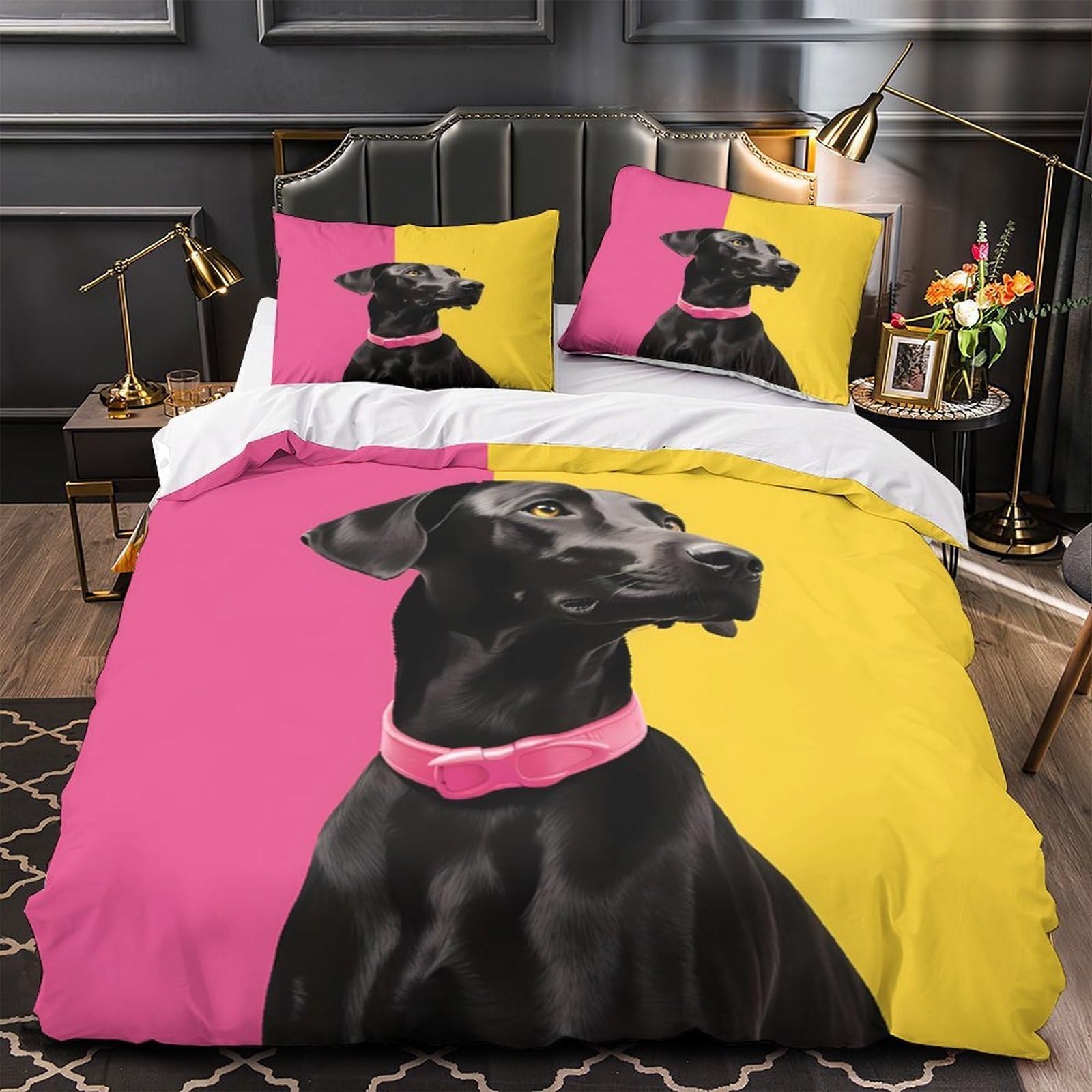 Housse de couette chat noir imprimé 3D avec fermeture éclair ultra douce et tissu léger