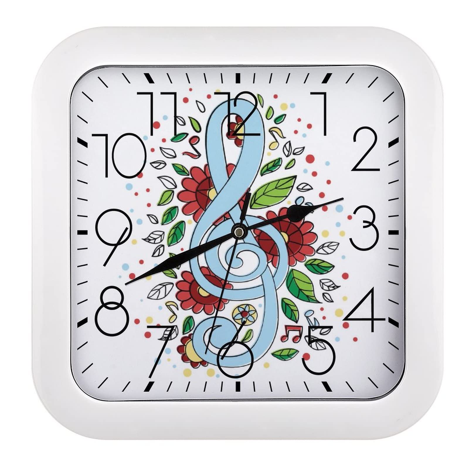 Horloge murale silencieuse 26cm avec motif clef de sol