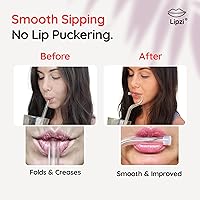 Vista 3 de Lipzi - Popotes antiarrugas - Popotes de vidrio antiarrugas para vaso de 40 oz, popotes reutilizables transparentes con cepillo de limpieza
