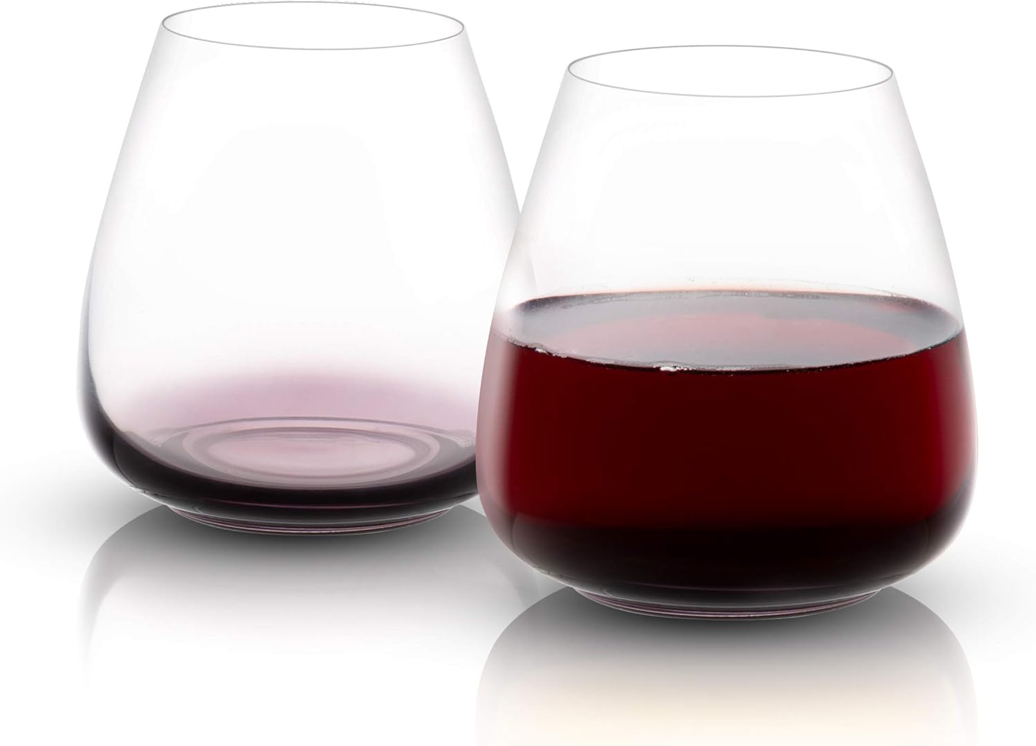 JoyJolt Black Swan Red Stemless Wine Glasses, Premium
