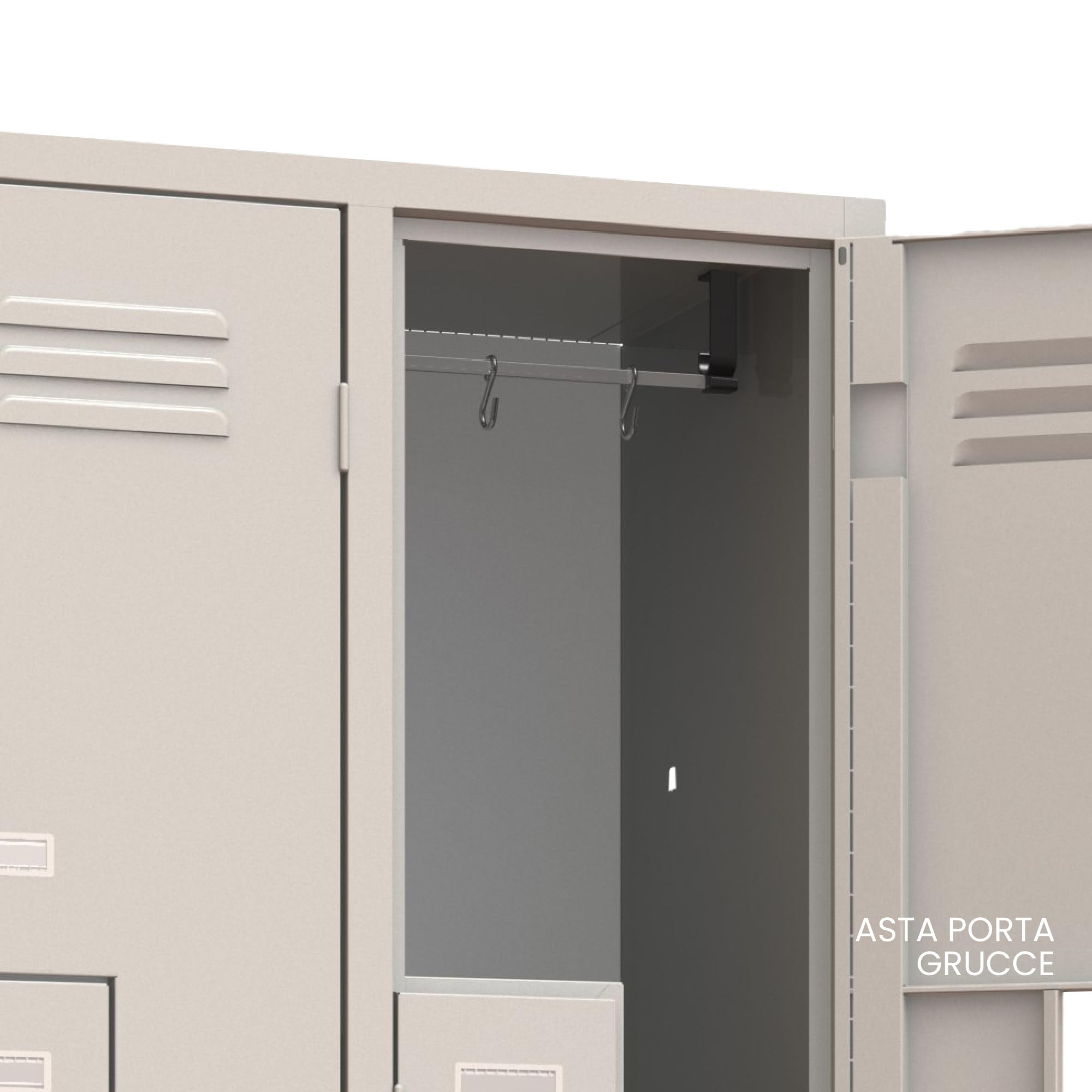 XLOCKERS Armadio Spogliatoio Monoblocco Ante a Z, 4 Posti, in Metallo, 690x500x1800 mm, Colore Grigio RAL 7035. Con Imballo di Sicurezza.