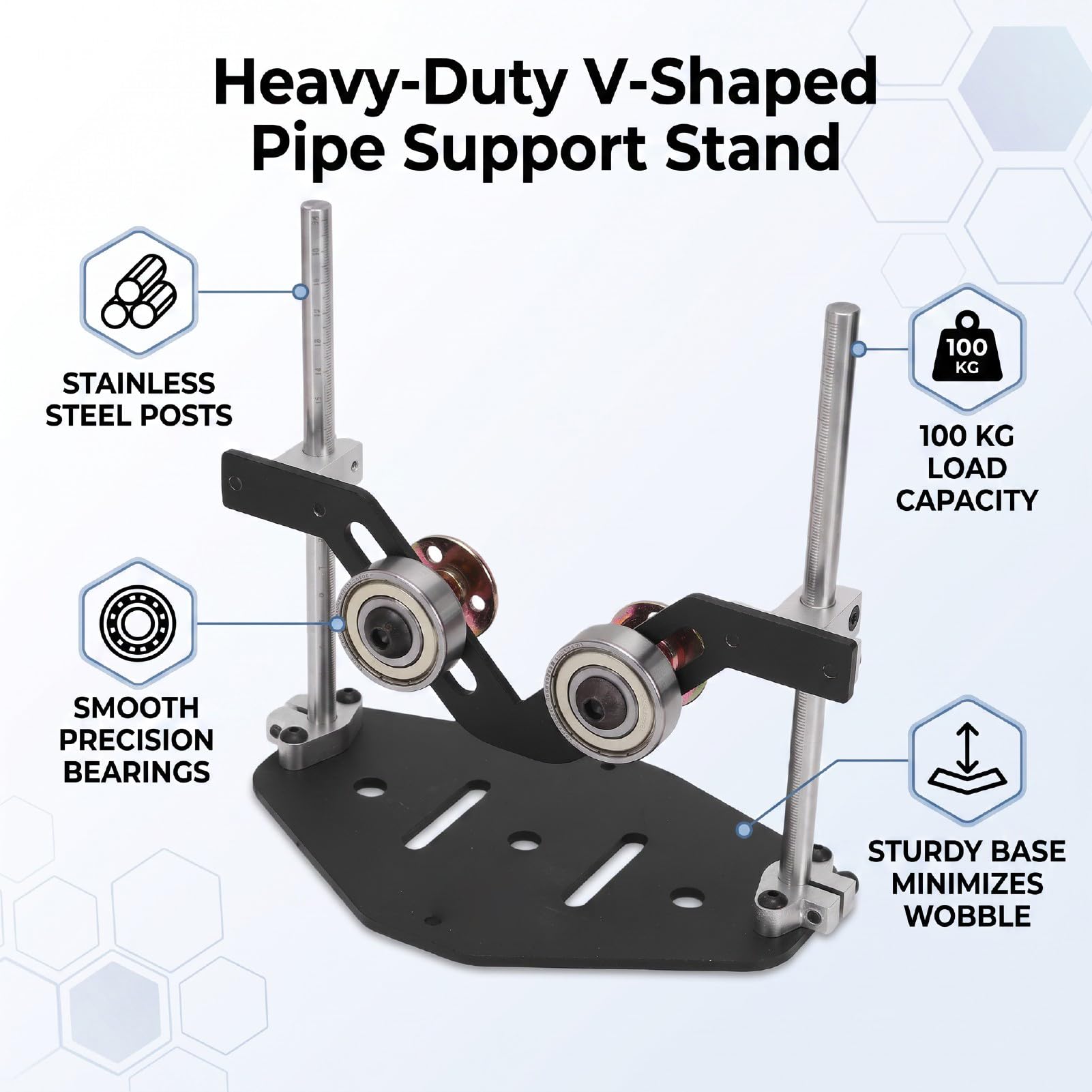 V-Shaped Pipe Support Stand z Regulowanym Odstępem i nośnością