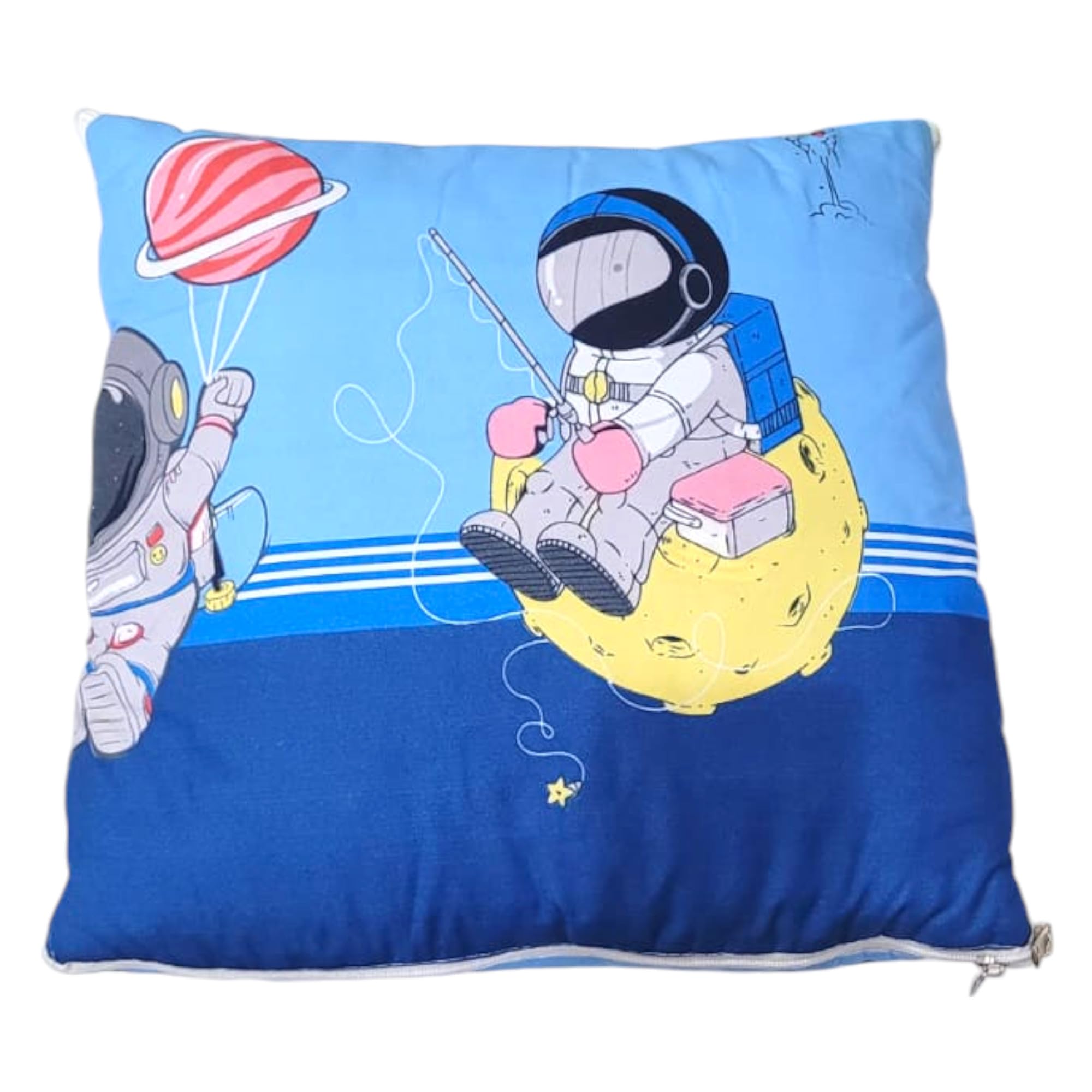 SHAKTISM Space Theam Kids Cartoon Print Dohar Blanket, Glace Cotton,Dohar for Kid Boys & Girls | Glace Cotton Soft Comforters for Kids King Size 110 x 150 cm, Space Blue 3