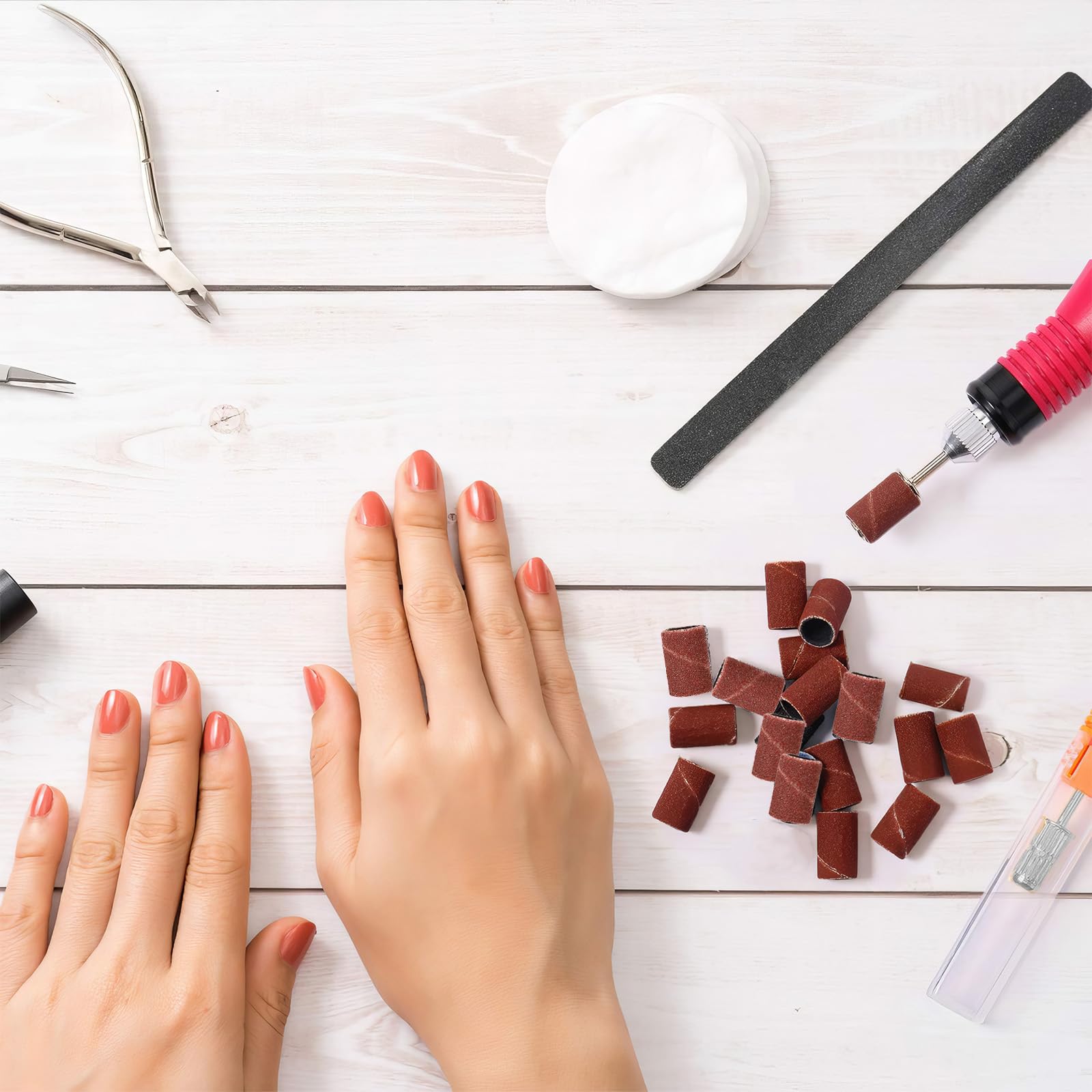 120 Pezzi Levigatura Bande per Pedicure E Manicure,2 Punte per Fresa Unghie,Ricambi Fresa per Unghie,Cilindri Abrasivi Fresa Unghie,80/120/180/240 Grana Manicotti Di Levigatura per Unghie