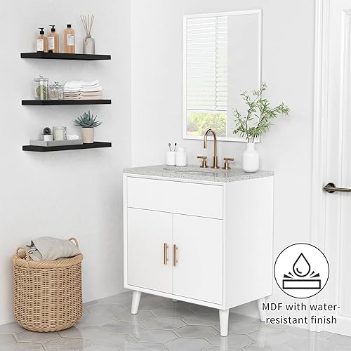 Miniatura 5 de Forbena Estantes flotantes negros de 24 pulgadas de largo para pared, estantes de pared grandes para decoración de sala de estar, libros de