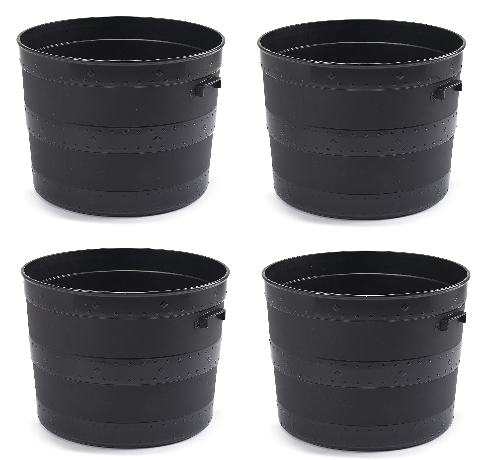4x 60L/50cm Blacksmith Plastic Planter Plant Pot Tub Garden Patio Out Or Indoor Barrel Flower Pot