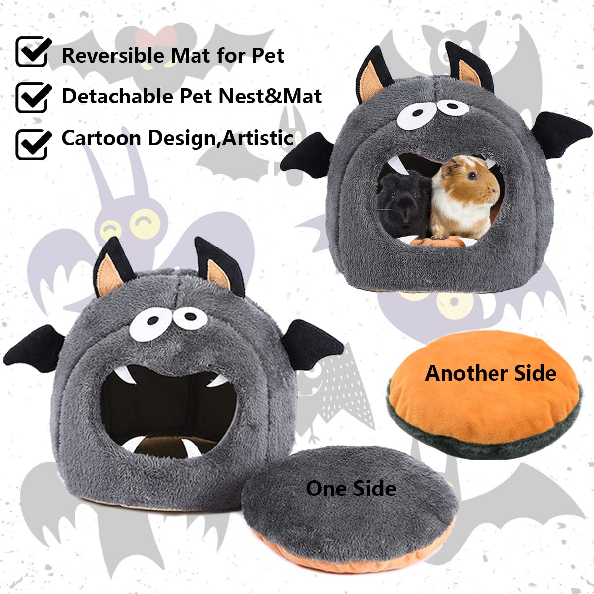 Cama de conejillo de indias Chinchillas Pequeña Cueva de animales Monstruo Casa de monstruos Hámster Miniatura Bolsa de miel Comadreja Ardilla Hollandhog para roedor Chinchilla Erizo Hámster