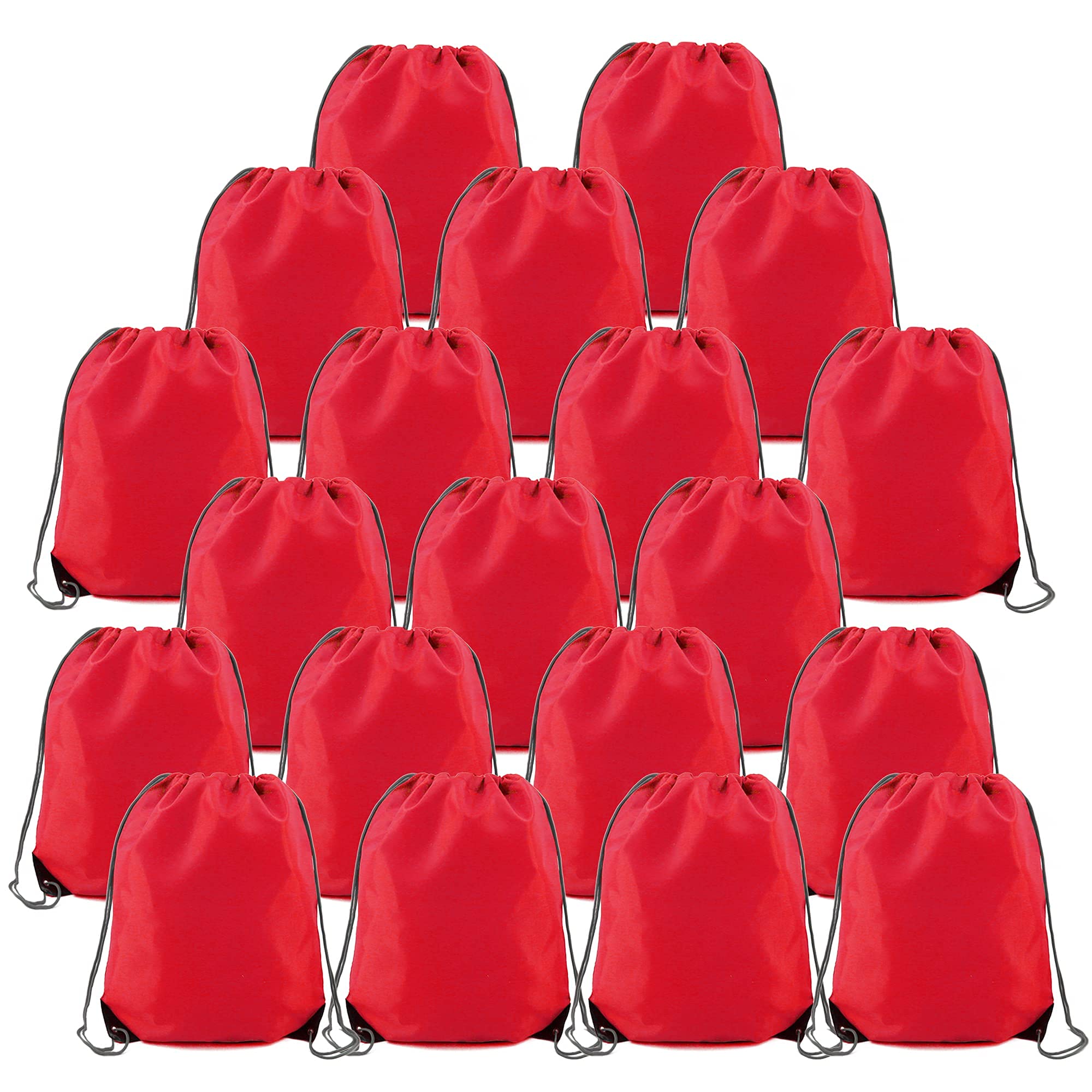 BeeGreen 20 Pieces Red Drawstring Bags Bulk for Birthday Christmas Gym Sports Polyester Custom Multipurpose Cinch Sacks for Heat Vinyl and Tie Dye