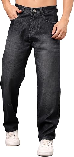 Men’s Baggy Fit Denim Jeans – Stylish Loose Fit Casual Denim Pants for Men, Durable Comfortable Streetwear Jeans with Butt...