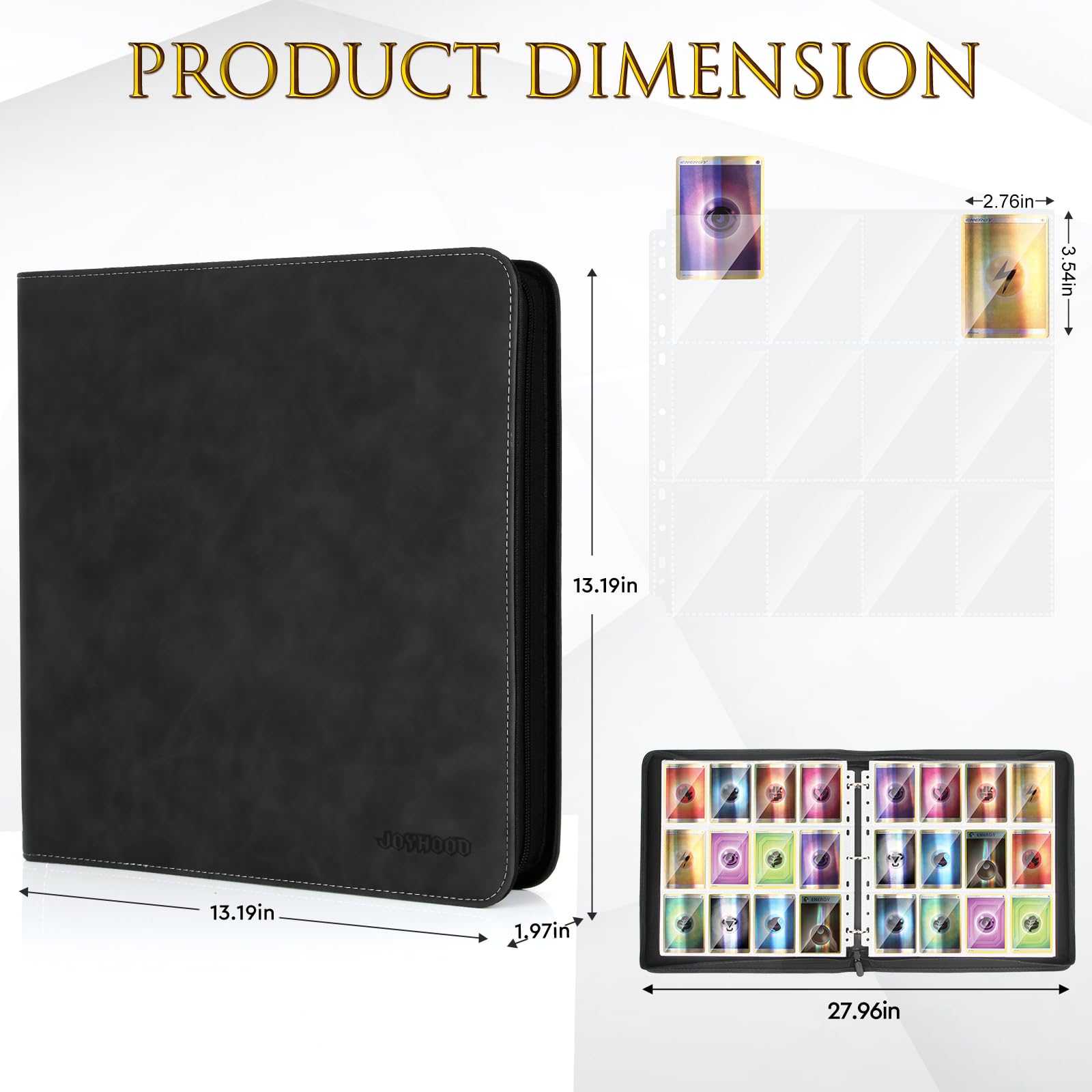 JoyHood Trading Card Binder, Card Collection Album Folder for PTCG/MTG/YGO/OCG Cards, Holding 960 Cards - Image 3