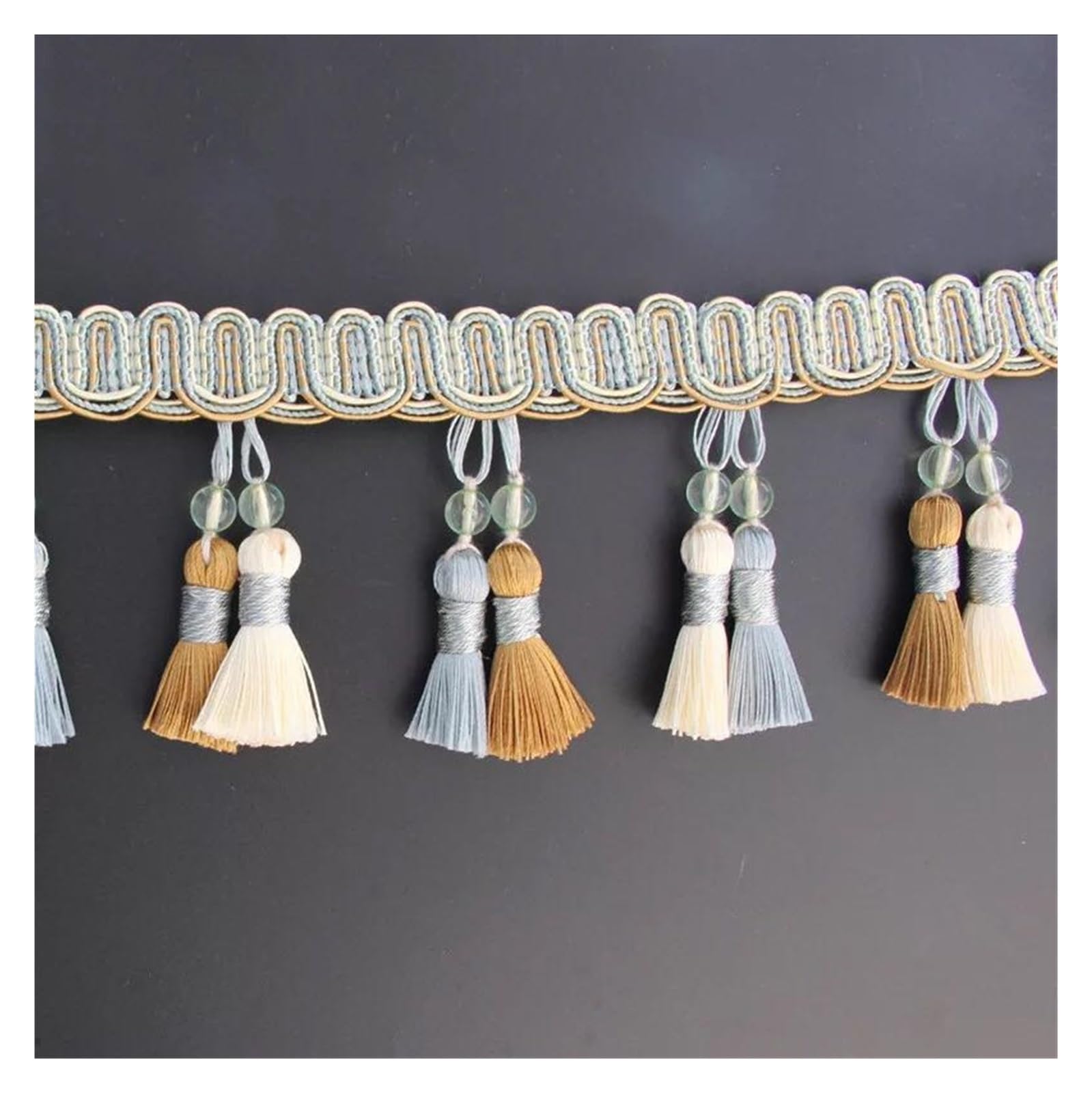 Rideau en forme de triple pompon européen, 6 m/Lot, perles en dentelle, pointes suspendues, sangles de boule, accessoires de décoration de la maison wanglan(Green)