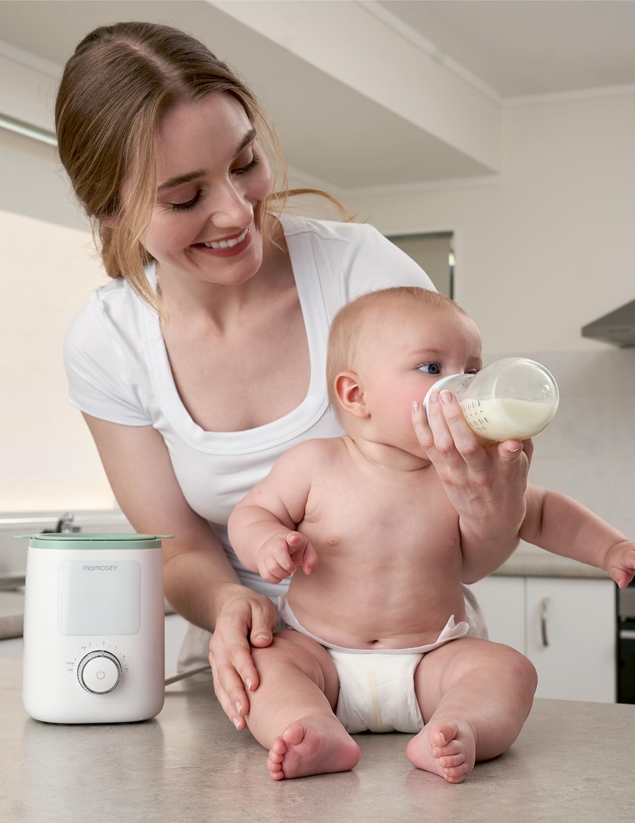 Momcozy Nutri podgrzewacz do butelek dla niemowląt z precyzyjną kontrolą temperatury i lampką nocną