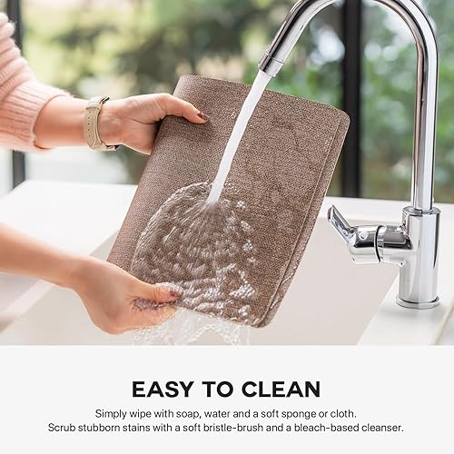 Miniatura 4 de Juego de 4 manteles individuales de piel sintética de vinilo, lavables, lavables, para cocina, mesa de comedor, resistentes al calor, impermeables,