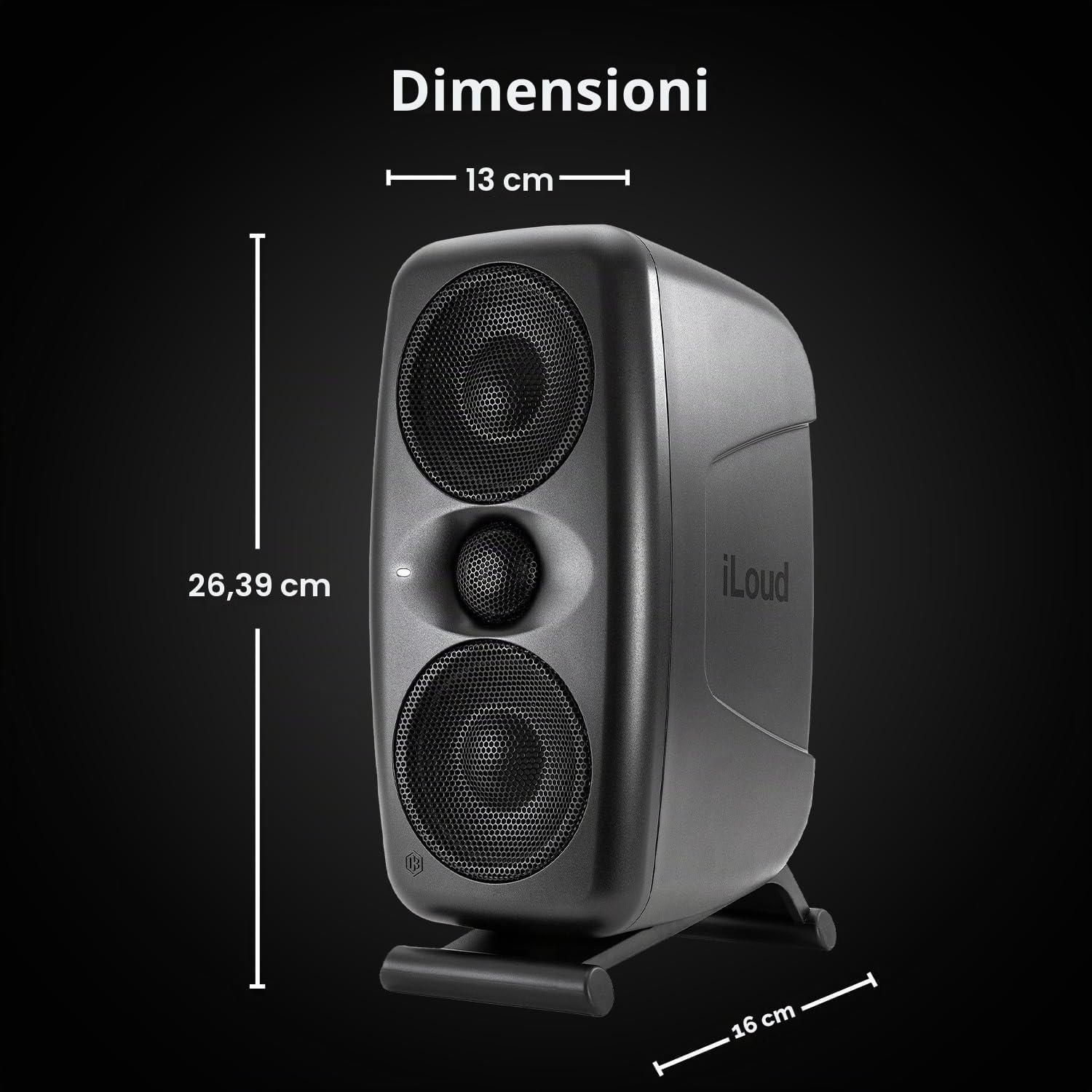 IK Multimedia iLoud MTM MKII - Coppia di monitor da studio hi-end compatti di nuova generazione con correzione ambientale ARC integrata, emulazione dei diffusori, 100W. Include microfono ARC. Nero