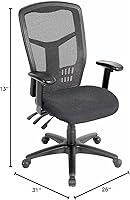 Vista 2 de Global Industrial Silla de oficina multifuncional, respaldo de malla, asiento tapizado de tela