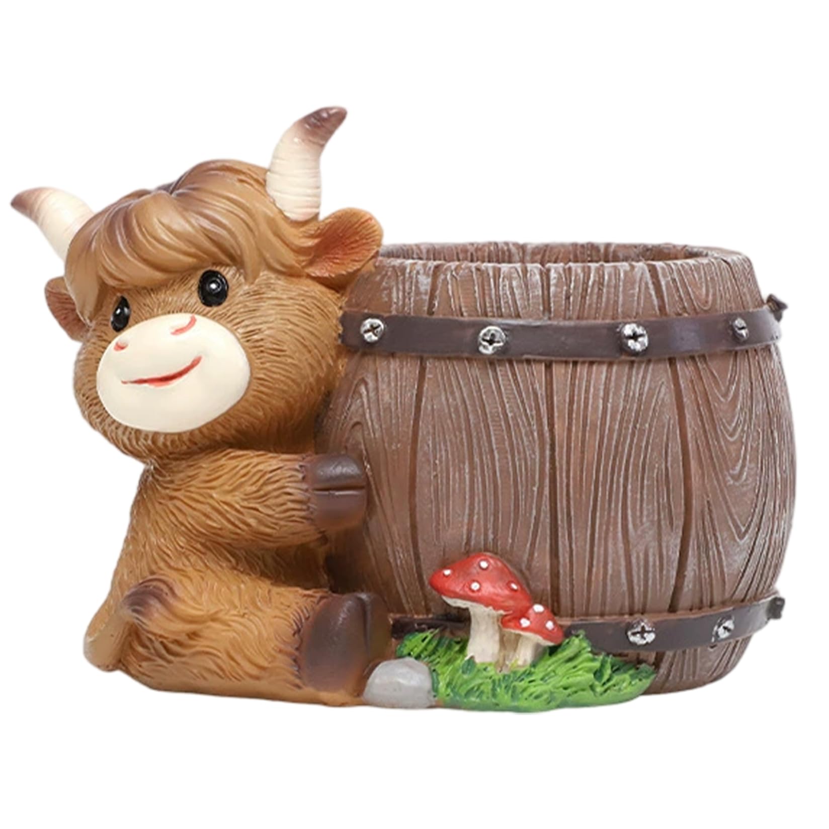Bemonew Style 4 Highland Cow Planter, Cute Cow Planter Figurine For Indoor Outdoor Garden Decor,