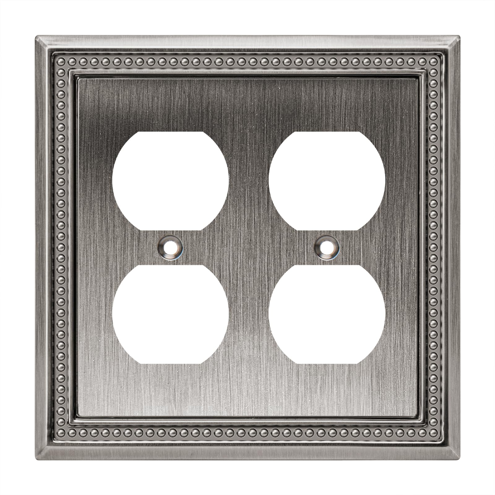 Henne Bery Sunken Pearls Heavy Duty Decorative Wall Plate Switch Plate Outlet Cover (Double Duplex, Heirloom Silver)