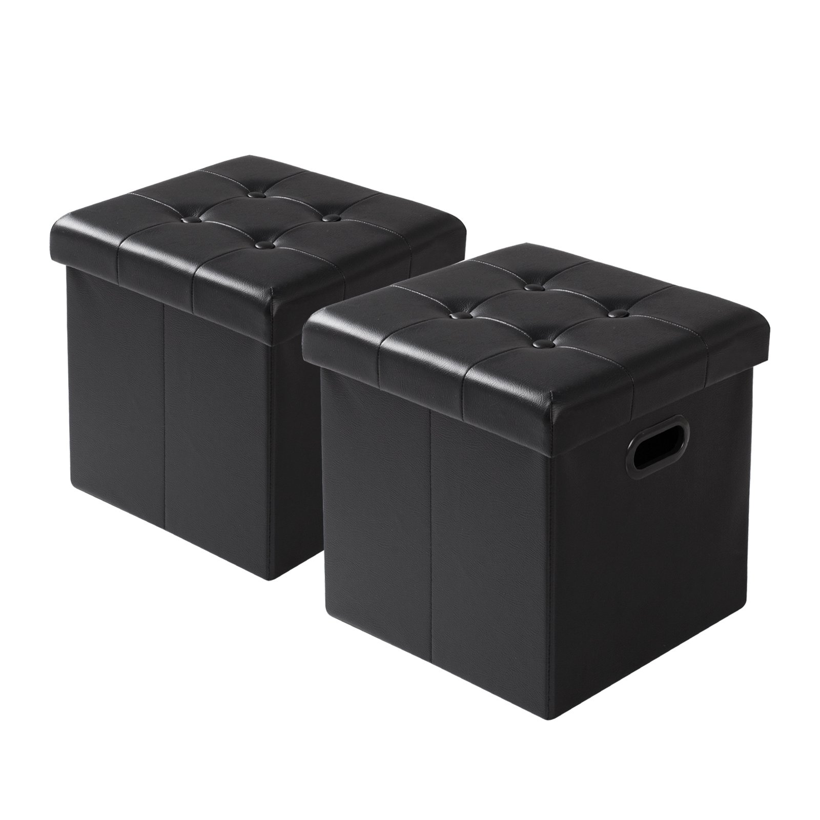 WOLTU 2xCube Ottoman Storage Toy Box with Foam Padded Top Linen Fabric Folding Coffee Table Easy