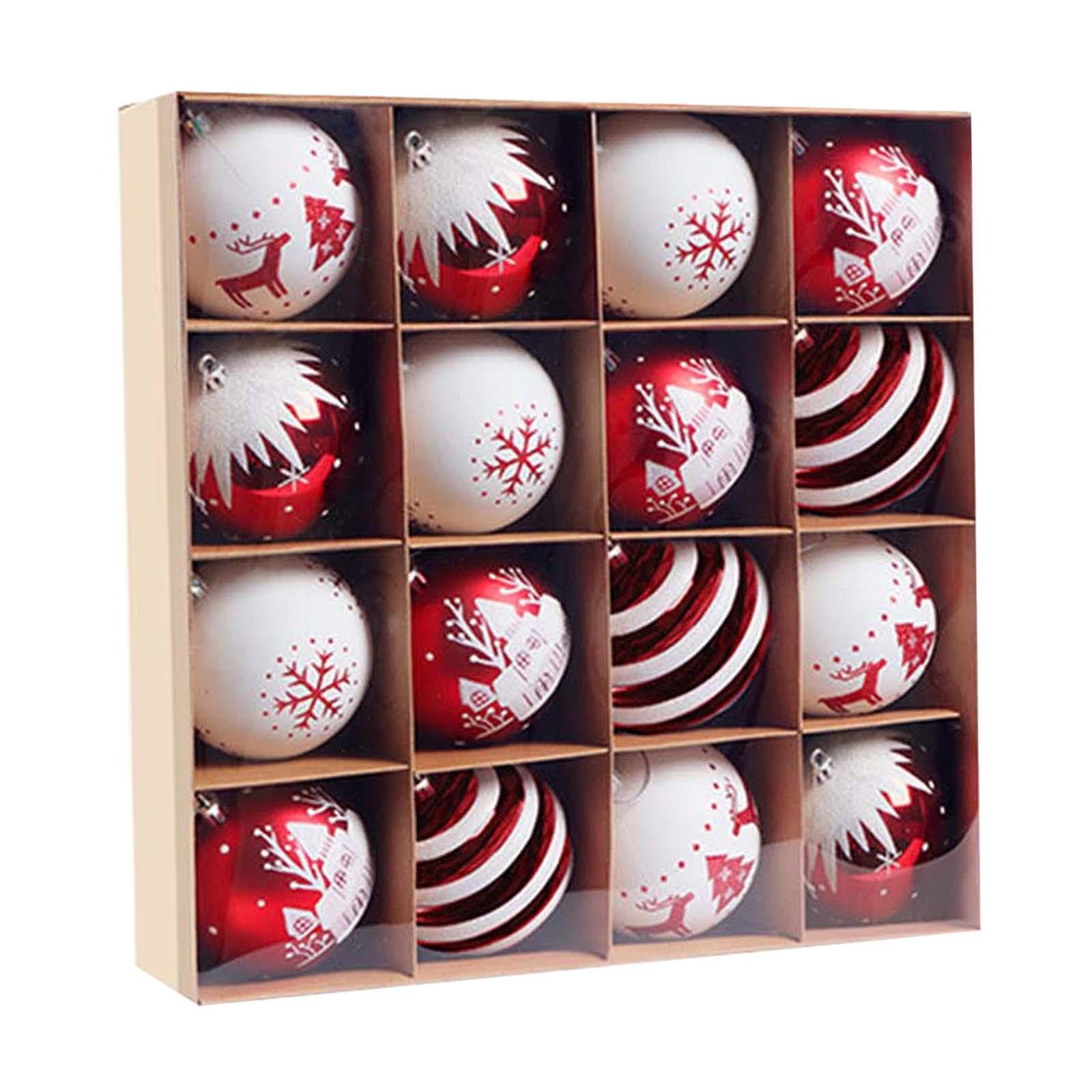 16 Weihnachtskugeln, Ornamente, Christbaumkugeln, Partyzubehör, Christbaumschmuck, für Kränze, Girlanden, Feiertage, Jubiläen, Rot und weiß