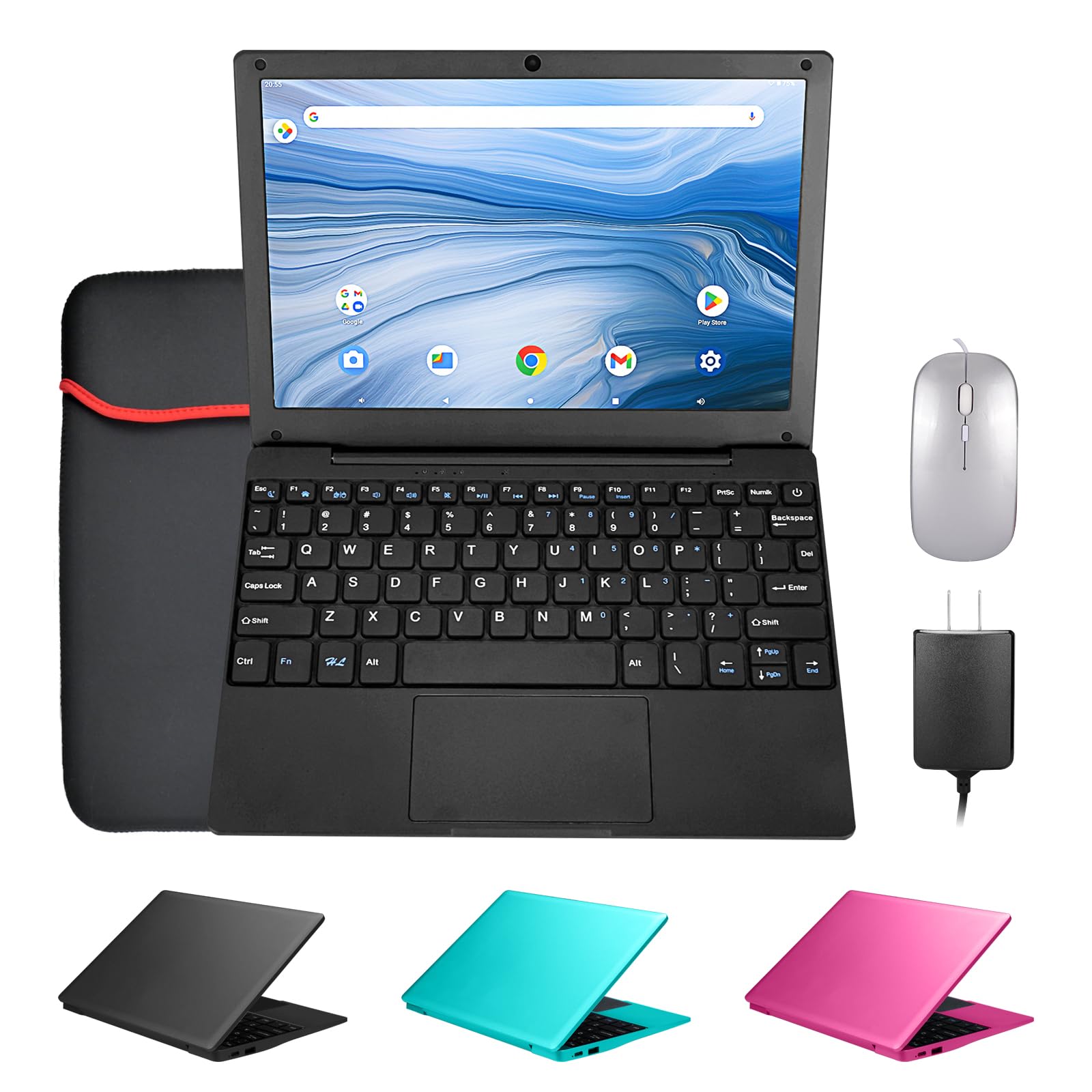 Mini 10.1 inch Android 12 Laptop Computer, Portable Small Netbook Computer with Allwinner A133 CPU Android 12 OS 2GB RAM 64GB EMMC HD IPS Screen 1280x800 Pixel 0.3MP Camera Black-image-29