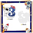 Outer Space 3rd Birthday Cake Topper, Blue Glitter Astronauts Three Cake Topper, Rocket Outer Space Birthday Cake Topper for Boys, Outer Space Themed 3rd Anniversary Party Decoration gallery image