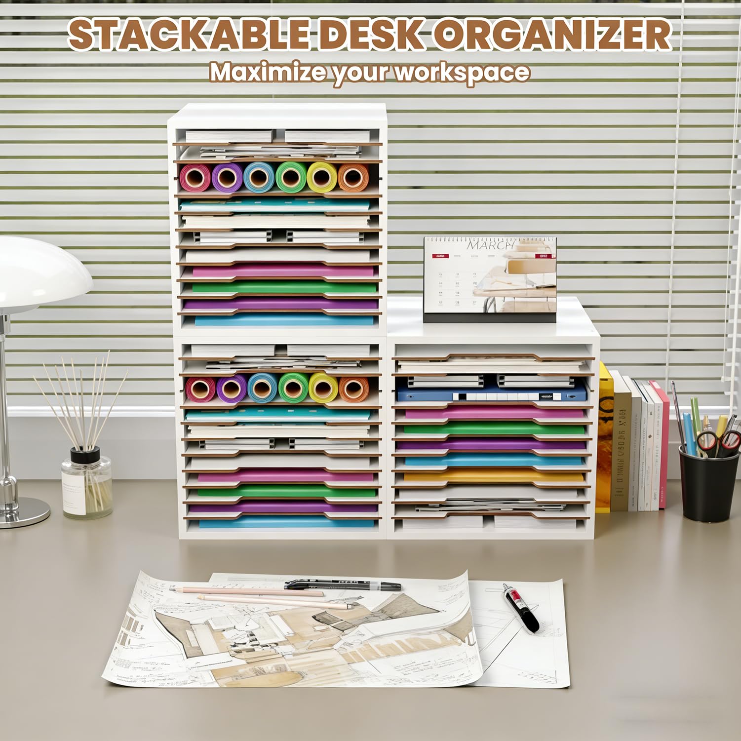 Scrapbook-Papierorganizer,12-Ebenen Aktenordner-Aufbewahrungsmappe,Papier Organizer,Schreibtisch-Scrapbooking-Papierrack Für Papierformate Bis Zu 12 x 12 Zoll,Für Scrapbooking-Aufbewahrung,Sammelalben