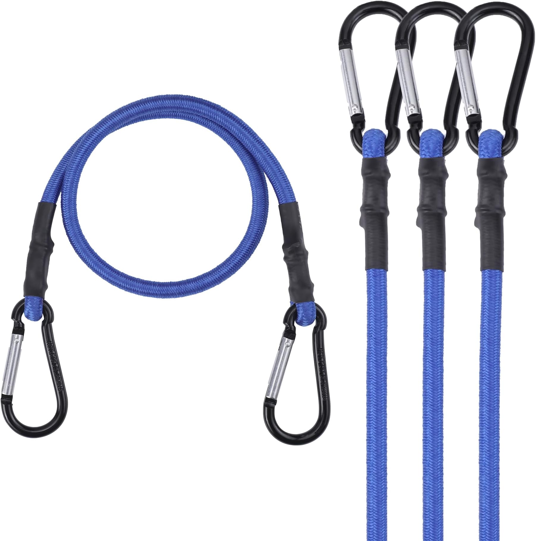 WORKPRO 24 Inch Bungee Cords with Hooks, 4 Pack Superior Rubber Heavy Duty Bungee Straps Strong Elastic Rope for Outdoor Tent, Luggage Rack, Camping, Cargo, RV, Bike, Transporting, Storage, Blue