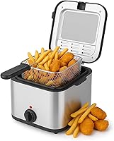 Vista 1 de Freidora Eléctrica de Aceite de Acero Inoxidable de 1000 W - Freidora Eléctrica de Aceite 2.5L – Freidora de Temperatura Ajustable con Canasta